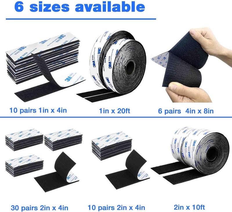 Hasaky Hook and Loop Tape 2in x 4in 10 Pairs, Slef Adhesive Interlocking Strip, Mounting Tape Heavy Duty Adhesion, Picture Hanging Strips Fastener, Double Sided Carpet & Rug Fixation - Image 2